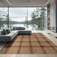 thumbnail image 2 of ODIKA 6'x9' Beige Multicolor Plaid Geometric Design Washable Area Rug Contemporary Abstract Grid Layout With Bold Rectangular for Dining Room, Under Table, Office Décor, Non-Slip Chair-Friendly, 2 of 7