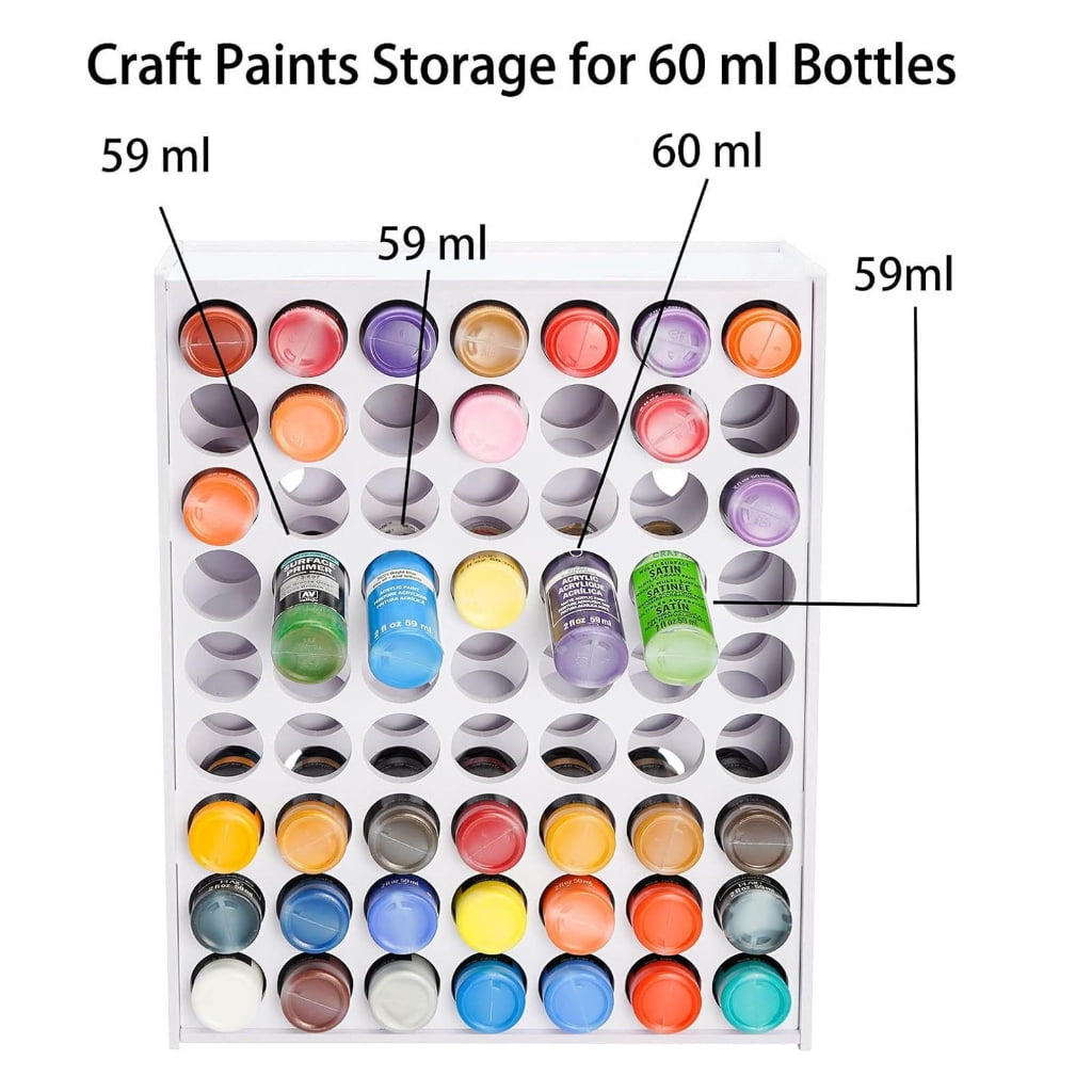 Space Efficient Paint Rack Wall Mount Paint Holder 49/63 Holes Rack for 2oz Craft Paints Efficient Storage