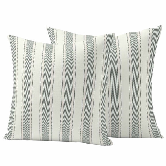 2 Pack Outdoor Waterproof Throw Pillow Covers,Sage Green Stripe Abstract Geometric Decorative Square Patio Pillowcases for Chair Couch Sofa 16x16in
