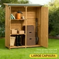 thumbnail image 2 of Deck Box Wooden Garden Storage Outdoor Storage Cabinet Wooden Garden Shed Utility Tool Organizer with Waterproof Asphalt Rood, Lockable Doors,Outdoor Storage Box, 2 of 9