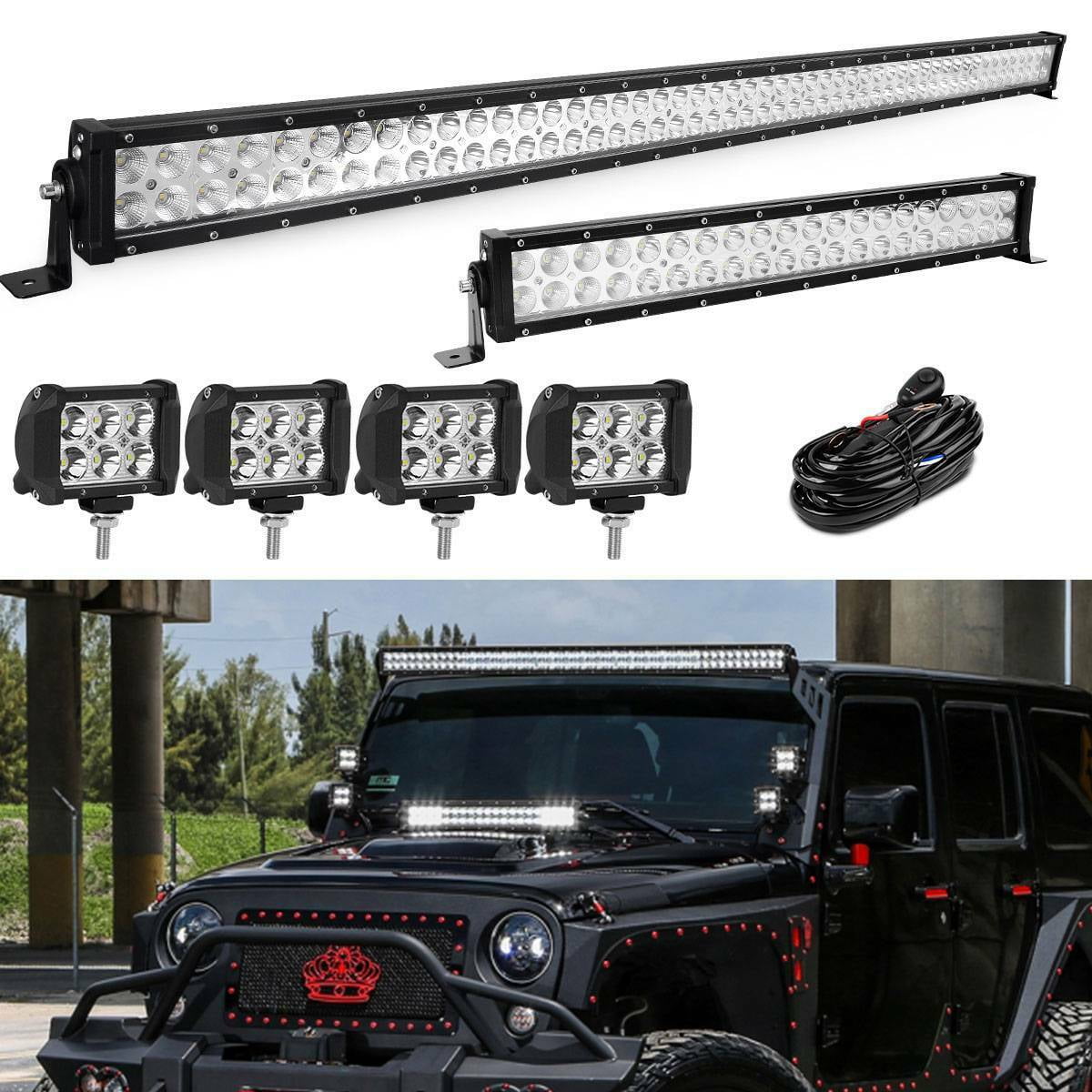YITAMOTOR 22inch LED Light Bar Spot Flood Combo 2X 4 Pods Offroad Compatible with Jeep Truck SUV