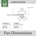 thumbnail image 4 of Hunter 60 inch Indoor Ceiling Fan with LED Lights - Ceiling Fan with Pull Chain, For Bedroom or Living Room, Standard Mount, No Remote, 5 Blades, Includes Bulbs - Dondra 52348, Brushed Nickel, 4 of 12