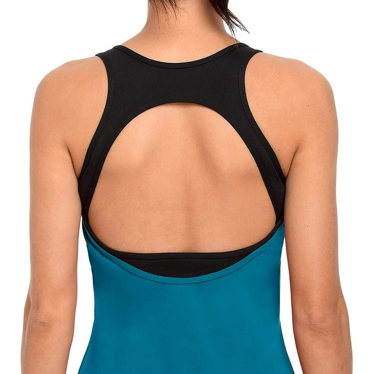 Women's Open Back Workout Tank Top with Built in Bra Athletic