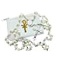 thumbnail image 2 of Catholic Chapelet Perles Blanches 6mm avec Vinyle Blanc et accent Doré (Perle Blanche), 2 of 10