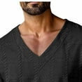 thumbnail image 4 of VBTAPA Mens Textured T Shirt Long Sleeve V Neck Pullover Tops Jacquard Knit Soft Comfy Fall Spring Tops Black S, 4 of 7