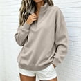 thumbnail image 6 of Hurxie Womens Quarter Zip Pullover Casual Shirts Half Zip Sweatshirts 1/4 Zip Pullover Women Pullover Sweatshirts Beige,L, 6 of 7