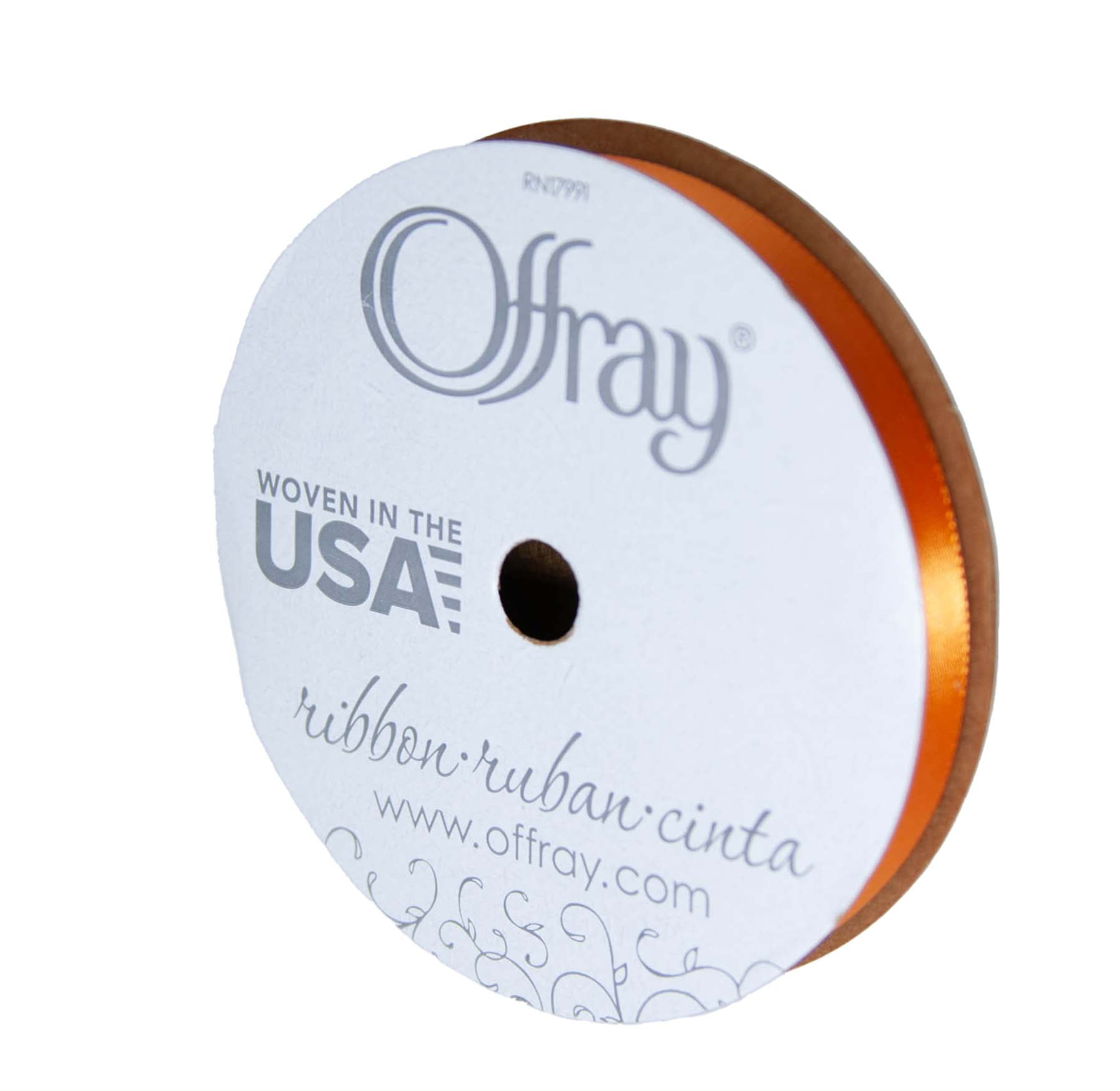(3 pack) Offray Single Face Satin Ribbon 3/8"X18', Torrid Orange
