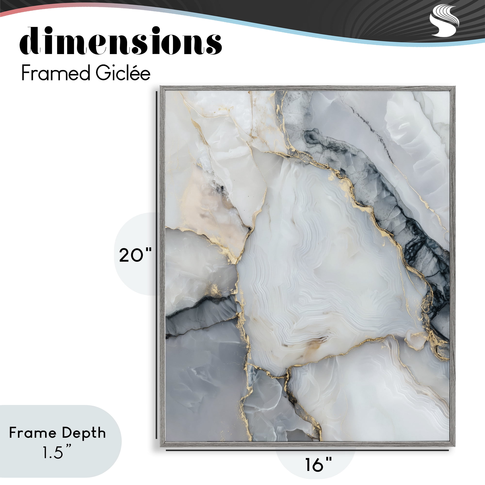 Stupell Industries Luxe Stone Geode Gray Framed Giclee Art, design by Svetlana Aleynikova