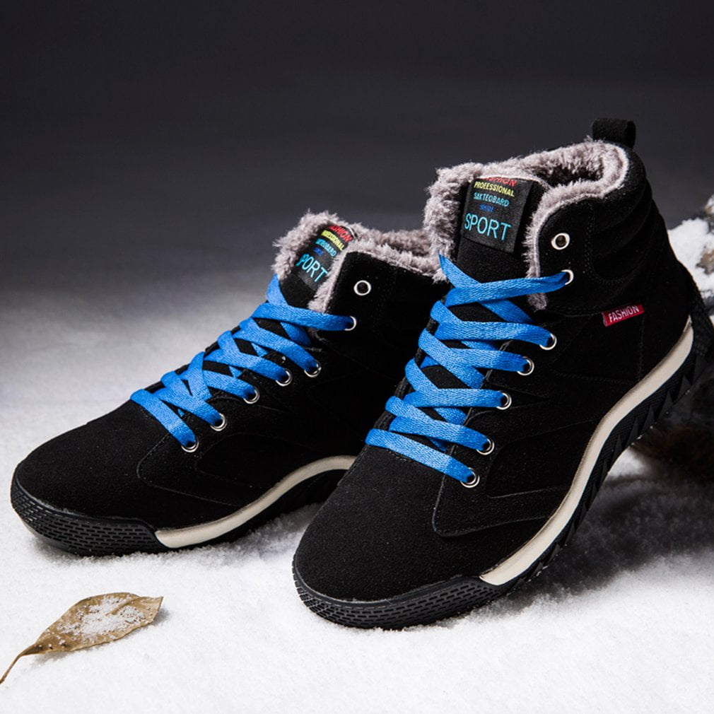 Winter Casual High-top Snow Boots Fur Lined Lace Up Ankle Sneakers for ...