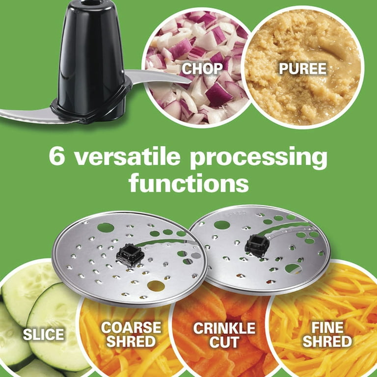 Hamilton Beach Food Processor & Vegetable Chopper for Slicing, Shredding,  Mincing, and Puree, 10 Cups + Veggie Spiralizer makes Zoodles and Ribbons