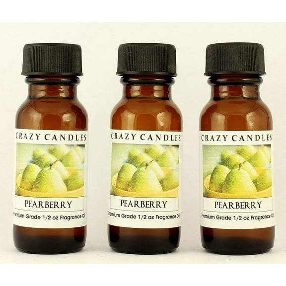 Crazy Candles Pearberry 3 Bottles 1/2 FL Oz Each (15ml) Premium Grade Scented Fragrance Oil (Clean pear and Juicy, Plump Berries) Made in USA