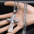 thumbnail image 3 of Jesus Cross Necklace Women 14K White Gold Chain for Men Silver Color Crucifix Religious Necklaces Jewelry Cruz collar, 3 of 5