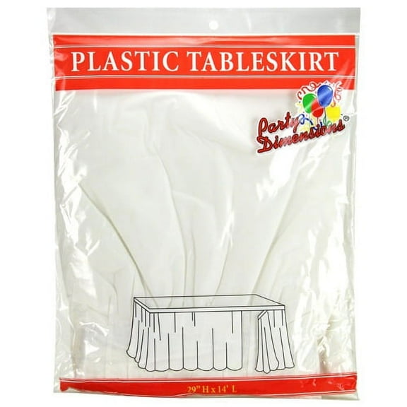 Party Dimensions White 14 x 29 inch Plastic Disposable Party Table Skirt