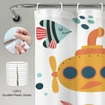 thumbnail image 6 of Kids Shower Curtain Ocean Cute Cartoon Whale Funny Kid Bathroom Set Underwater Coastal Submarine Fish Animal Nursery Baby Boys Girls Children 72Wx72H Bath Curtain Fabric Polyester 12 Pack Hooks, 6 of 16