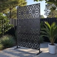 thumbnail image 2 of Tcbosik Metal Privacy Screen, 76"H x 48"W Outdoor Freestanding Privacy Panel, Decorative Privacy Fence for Deck Patio Balcony, Black, 2 of 8