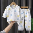 thumbnail image 2 of mgoYE Kids Pajamas Boys 6 12 18 24 Months 2T 3T 4T 5T Girl Clothes Letter Graphic Long Sleeve Shirt T-Shirt Tops + Casual Pants Outfit Set(Light Blue,4-5 Years), 2 of 3