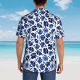 thumbnail image 4 of Fuzoiu Blue Ink Flowers Print Hawaiian Shirt for Men, Summer Beach Casual Short Sleeve Button Down Shirts, Men’s Beach Summer Shirts with Pocket,XX-Large, 4 of 7