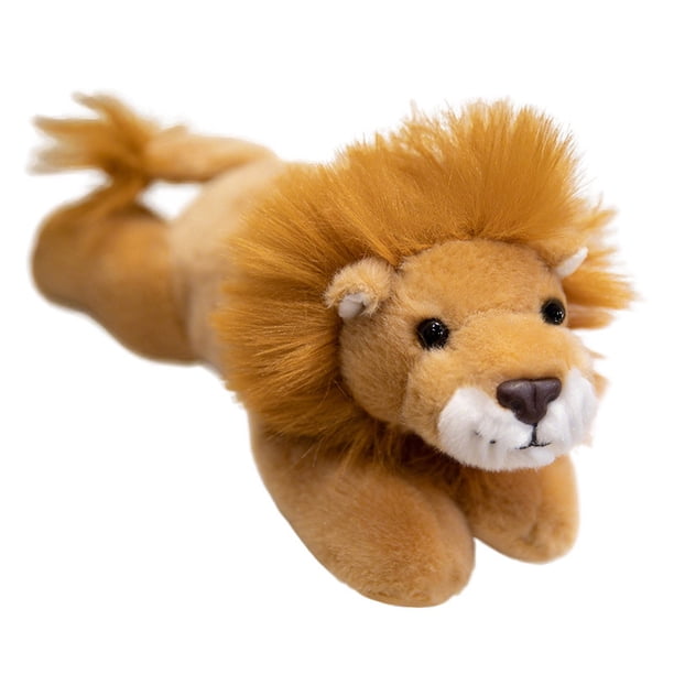 Muñeca de peluche con forma de león acostado, 22 cm, suave animal de peluche de la jungla