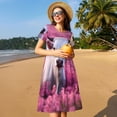 thumbnail image 4 of Disketp Flower Field Cow para Vestido de Manga Corta para Mujeres, Vestidos de Verano para Mujeres, Casual y Holgado para la Playa, 4 of 6