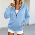 thumbnail image 3 of JUjie Womens Zip Up Hoodies High Neck Fleece Jackets Oversized Sweatshirts Fall Fashion 2026 Sweaters Winter Clothes Light Blue XXXL, 3 of 5