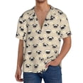 thumbnail image 1 of Balery Pug Dog Face Camisa Casual de Manga Corta con Botones para Hombre, Texturizada, Estilo Cubano, para Playa, Verano-Small, 1 of 5