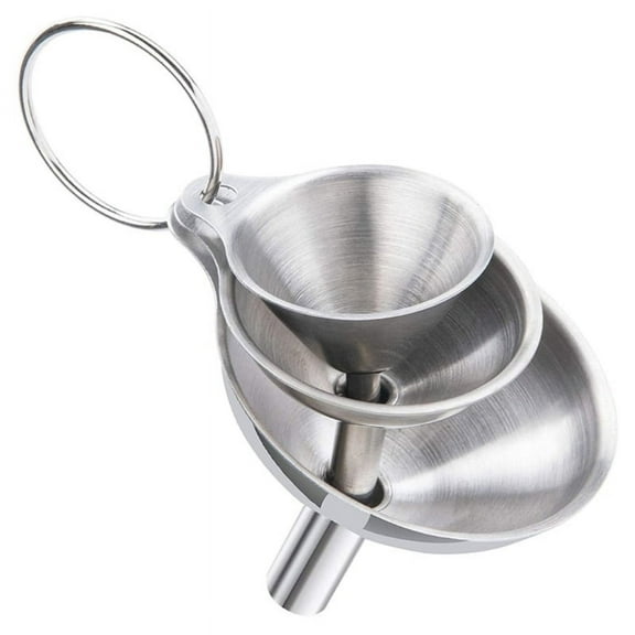 3pcs/set Oil Funnel Mini Stainless Steel Wine Flask Funnel for Filling Hip Flask Narrow-Mouth Bottles Household Kitchen