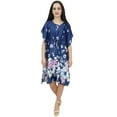 thumbnail image 7 of Bimba Womens Navy Blue Short Kimono Printed Satin Floral Bridesmaid Kaftan-4, 7 of 7