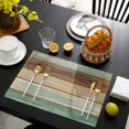 thumbnail image 3 of Teal Brown Placemats Set of 4, Farmhouse Rustic Wooden Plank Board Placemats for Dining Table, Place Mats for Kitchen Tabletop, Waterproof Wipeable Dining Table Mats Set, 3 of 9