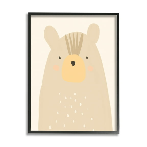 Stupell Industries Charming Brown Bear Casual Style Animal Drawing Graphic Art Black Framed Art Print Wall Art, Design by Heather McLaughlin