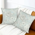 thumbnail image 5 of Light Blue Floral Throw Pillow Covers 18"X18" Set Of 2 Home Decor Sofa Rustic For Living Room Bedroom Bed Cushion Outdoor, 5 of 5