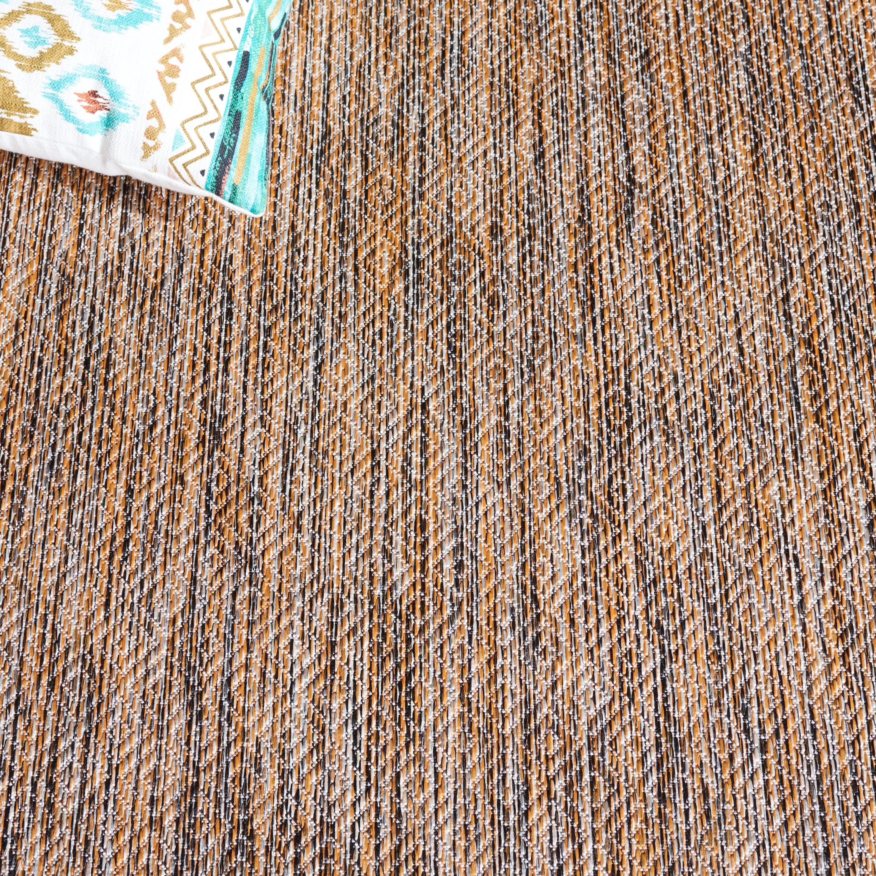 Safavieh Courtyard Mitre Geometric Indoor/Outdoor Area Rug, Dark Gray/Rust, 6'7" x 6'7" Square