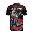 thumbnail image 3 of Custom Name Team Name Horrified Skull Bowling Ball Men's Polo Shirt S-5XL, 3 of 5