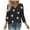 Black-Shirts, variant on Jsaierl 3/4 Sleeve Womens Tops Summer V Neck Shirts Dressy Print Ladies Blouses Going Out Dressy Tunic Top S-2XL