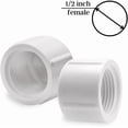 thumbnail image 2 of xianlin-2 pcs White Sch 40 1/2 Inch FNPT Female Pipe Thread Plastic Pipe Cap 1/2 inch PVC Female Threaded Pipe End Cap PVC Threaded Plug for Home Sewer Plumbing Water Line, 2 of 4