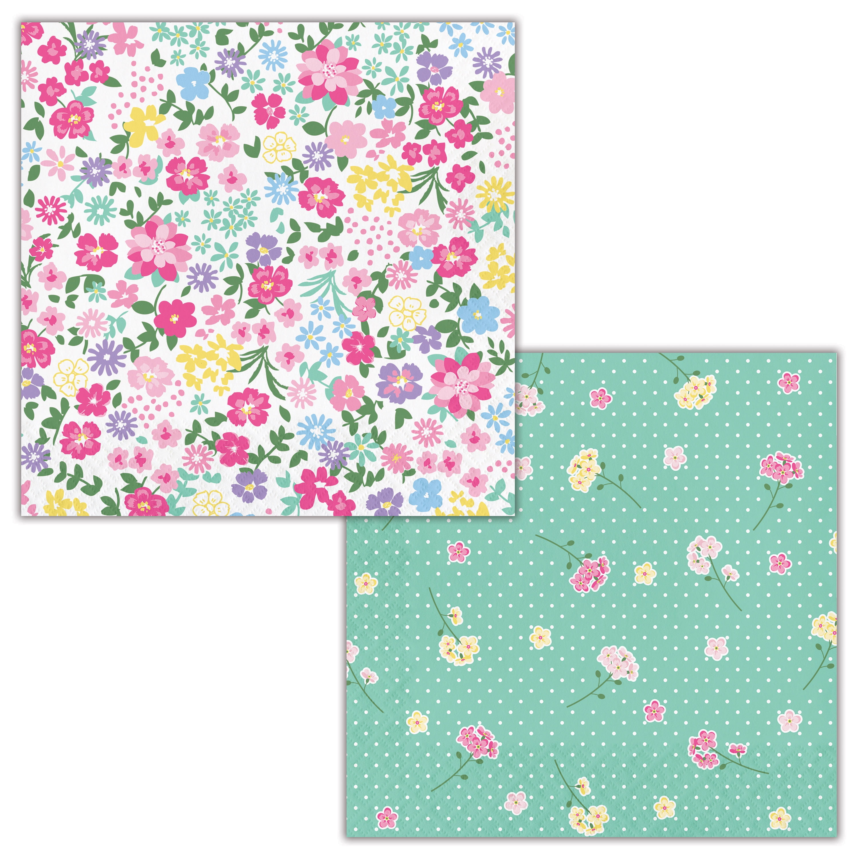 Floral Tea Party Paper Lunch Napkins 48 Count for 24 Guests