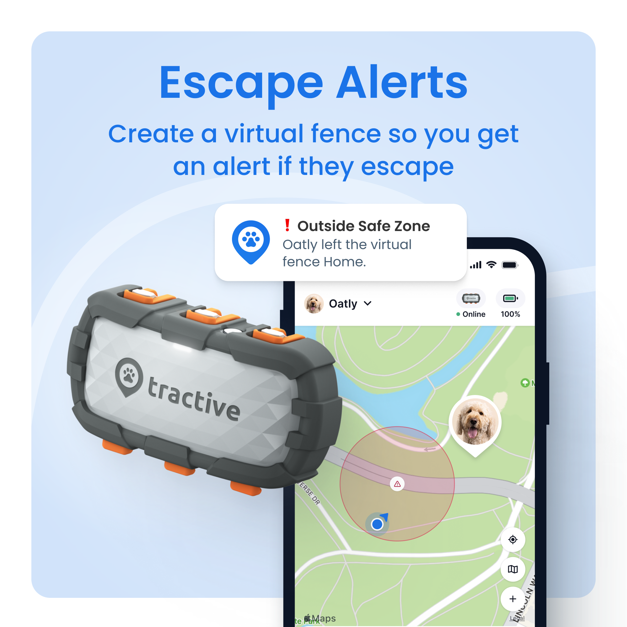 Tractive XL Smart GPS Dog Tracker (50 lbs+) with Vital Signs