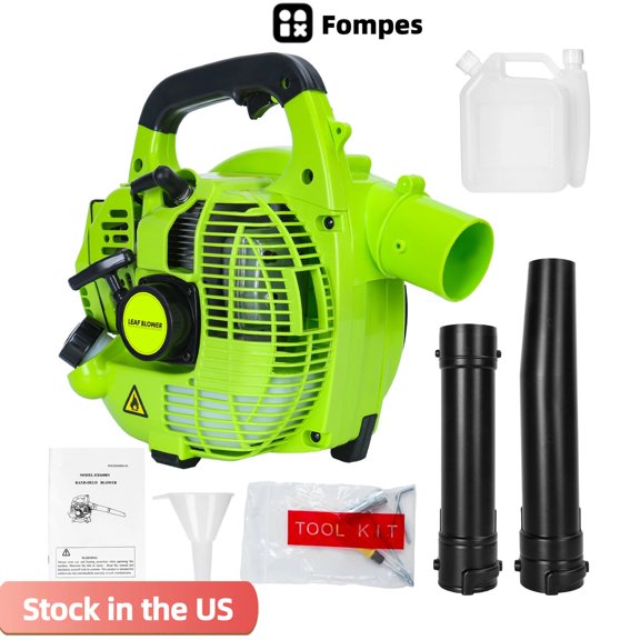 Fompes Cordless Leaf Blower 2-Stroke 26cc Gas Leaf Blower 380CFM 180MPH Lightweight Handheld Blower for Lawn Care Patio Dust Blowing Leaves - Green
