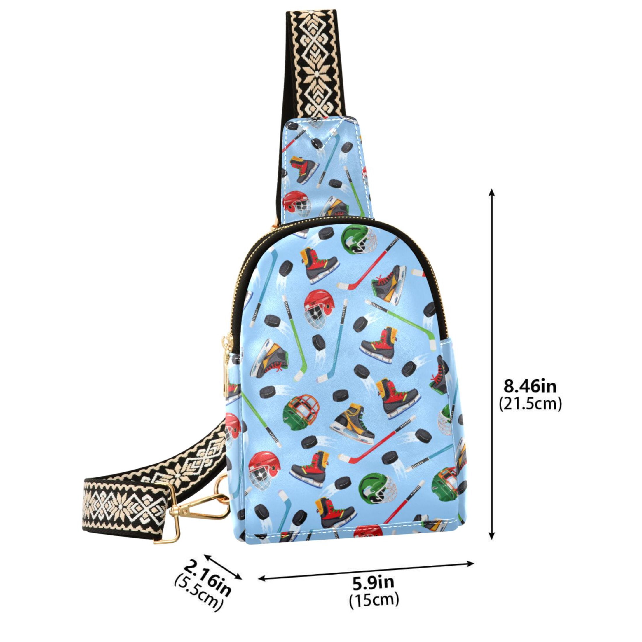 ALAZA Hockey Player Items Sling Bag for Women Men Waterproof Crossbody Chest Bags