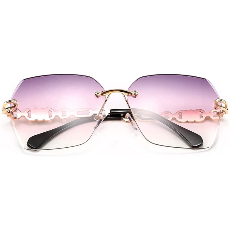 FEISEDY, Rimless Sunglasses, B2567, Diamond Cutting Ocean 