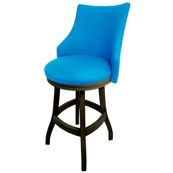 Tobias Designs Bellissima 30" Swivel Wood Bar Stool in Carolina Blue/ Shadow