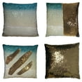 thumbnail image 1 of ABPHQTO Funda de almohada con lentejuelas y sirena reversible para playa, funda de cojín para decoración del hogar, 45x45 cm, 1 of 2