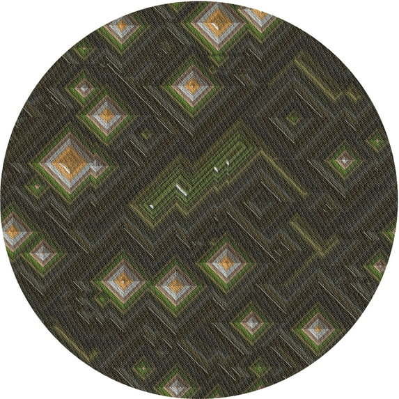 Ahgly Company Machine Washable Indoor Round Transitional Midnight Gray Area Rugs, 4' Round