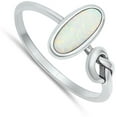 thumbnail image 4 of CHOOSE YOUR COLOR Oval White Simulated Opal Knot Promise Ring .925 Sterling Silver Band CZ Female Size 8, 4 of 4