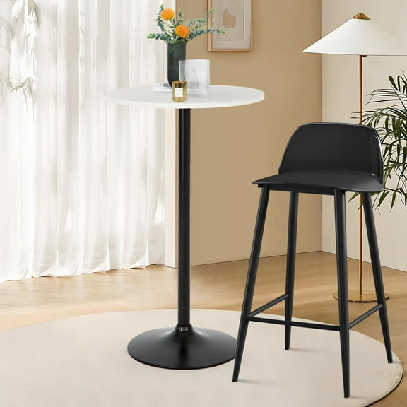 Dkelincs Modern Bar Table 40" Height Kitchen Dining Table Round Pub Table Bistro Table for Party Kitchen Living Room, White