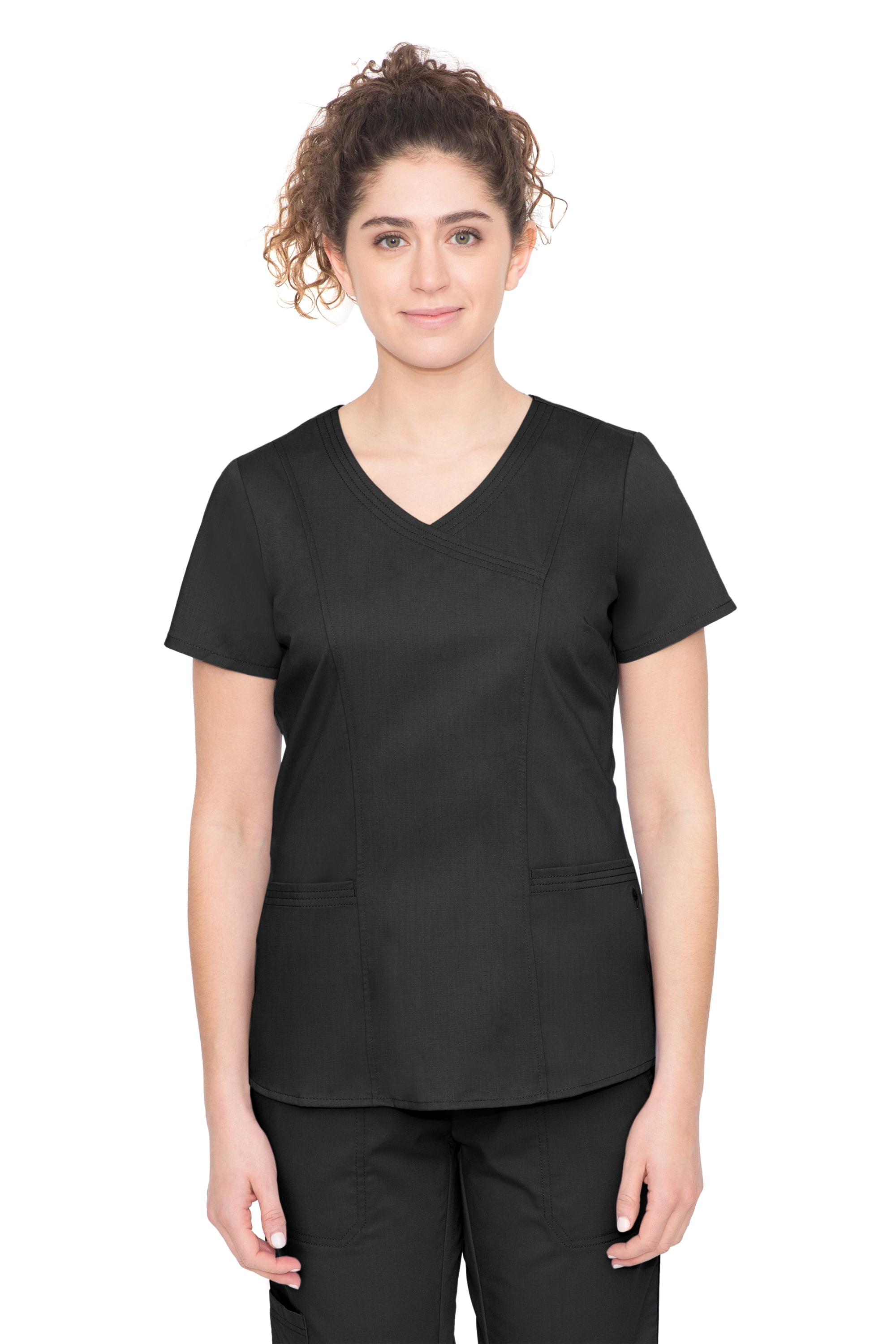 healing hands Scrubs for Women Mock Wrap Neck Top 2 Pocket Purple Label Women's Scrub Top 2172