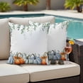 thumbnail image 4 of Thanksgiving Pumpkins Outdoor Waterproof Pillow Covers, Fall Eucalyptus Leaves Autumn Country Decorative Square Throw Pillowcase Sofa Cushion Sham for Patio/Couch/Chair, 18"x18" 2 Pack, 4 of 8