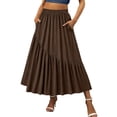 thumbnail image 2 of Purcolt Women High Waisted Knee-Length Skirt Solid Color Casual Skirts A-Line Elastic Waist Skirt, 2 of 7