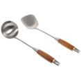 thumbnail image 4 of Juego de 2 cucharas PENGJTMXG Espátula Cuchara de cocina de acero inoxidable y madera, 4 of 5