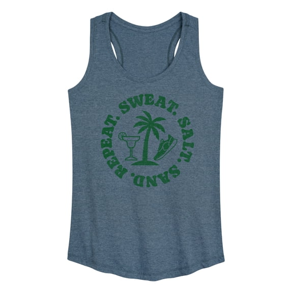 Instant Message - Sweat Salt Sand Repeat - Women's Racerback Tank Top