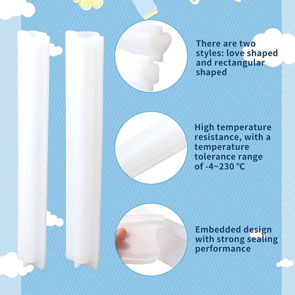 2 Sets Long Tube Silicone Dies with Spatula 4 Pcs Binder Clips Soap Embed Dies Silicone Column Dies Candle Dies